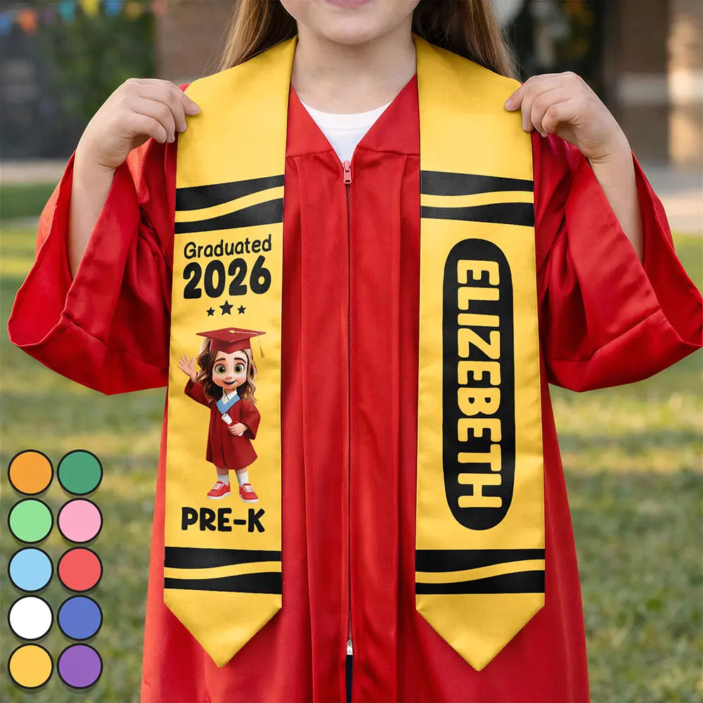 Colorful Crayons Pre-K Kindergarten Graduation - Personalized Kid Graduation Stole