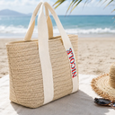 Adorable, Gift For Yourself, Summer, Gift For Women, Text Shadow - Colorful Name In Style - Personalized Straw Beach Bag
