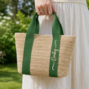 Adorable, Gift For Yourself, Summer, Gift For Women, Text Shadow - Colorful Name In Style - Personalized Straw Beach Bag