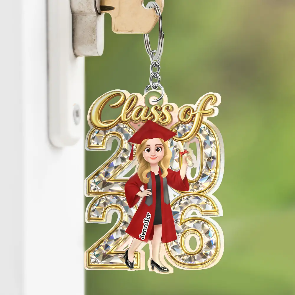 Graduation,Dad - Daughters (Adult),Gift For Daughter,Mom - Daughters (Adult),Dad - Sons,Gift For Son,Mom - Sons,Love - Congrats Grad Woman Man Crystal Effect - Personalized Acrylic Keychain