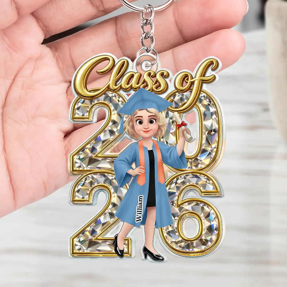 Graduation,Dad - Daughters (Adult),Gift For Daughter,Mom - Daughters (Adult),Dad - Sons,Gift For Son,Mom - Sons,Love - Congrats Grad Woman Man Crystal Effect - Personalized Acrylic Keychain