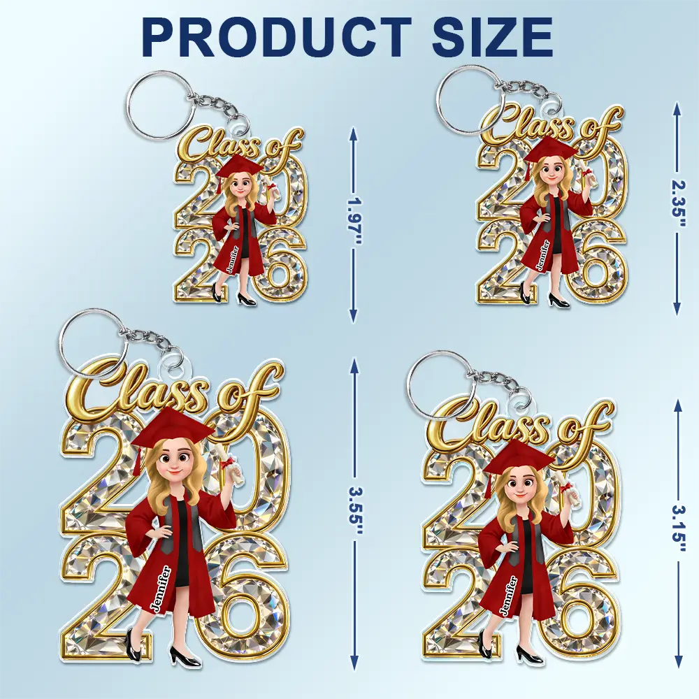 Graduation,Dad - Daughters (Adult),Gift For Daughter,Mom - Daughters (Adult),Dad - Sons,Gift For Son,Mom - Sons,Love - Congrats Grad Woman Man Crystal Effect - Personalized Acrylic Keychain