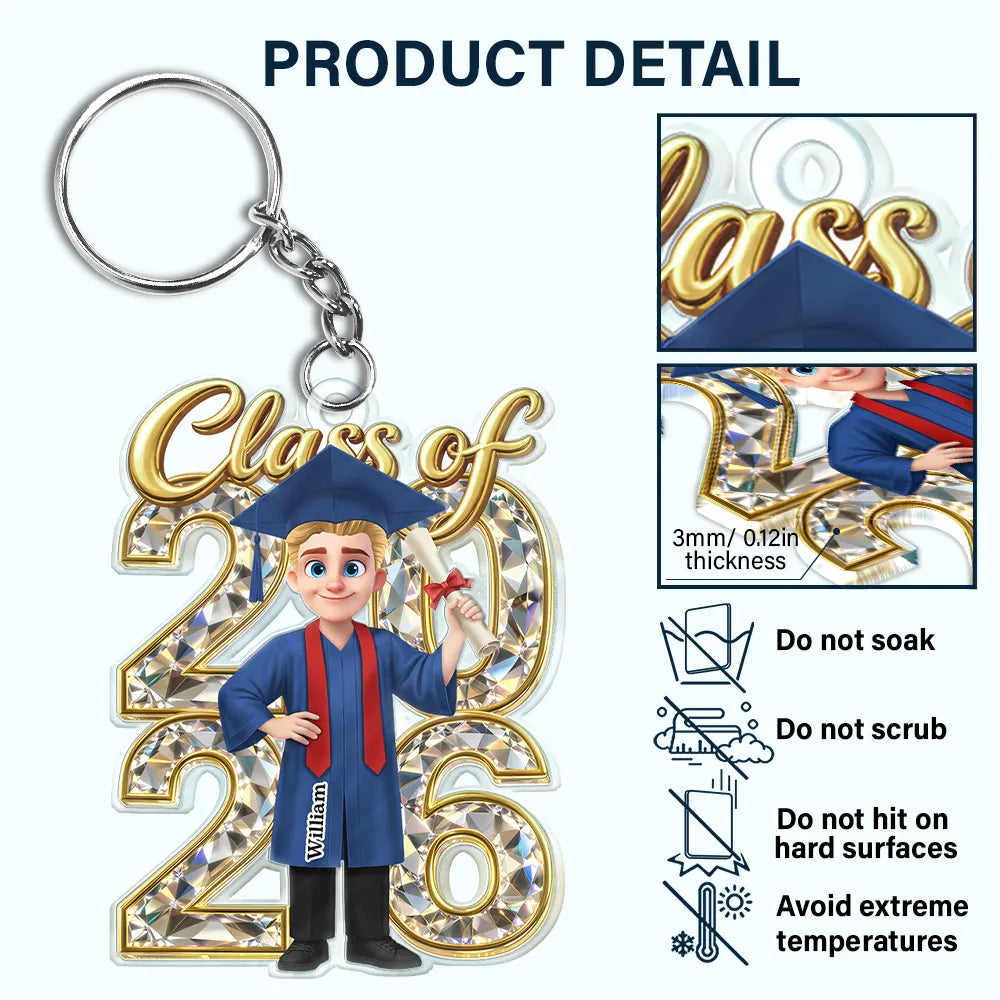 Graduation,Dad - Daughters (Adult),Gift For Daughter,Mom - Daughters (Adult),Dad - Sons,Gift For Son,Mom - Sons,Love - Congrats Grad Woman Man Crystal Effect - Personalized Acrylic Keychain