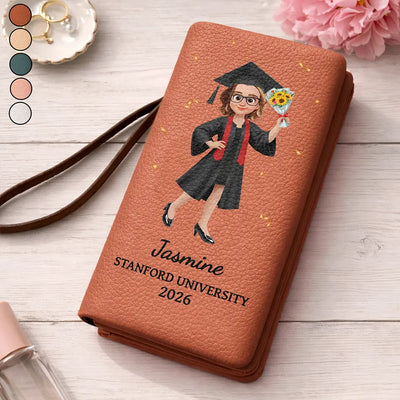 Tri-Fold PU Leather Wristlet Wallet