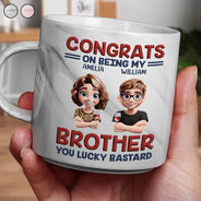 Gift For Bestie,Gift For Sisters,Gift For Daughter,Funny,Gift For Brothers,Gift For Husband,Gifts For Colleagues - Congrats On Being My Brother Sister Bestie - Personalized Marble Mug
