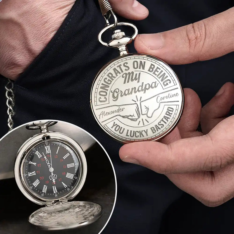 Gift For Brothers,Funny - Congrats On Being My Brother You Lucky Man - Personalized Pocket Watch