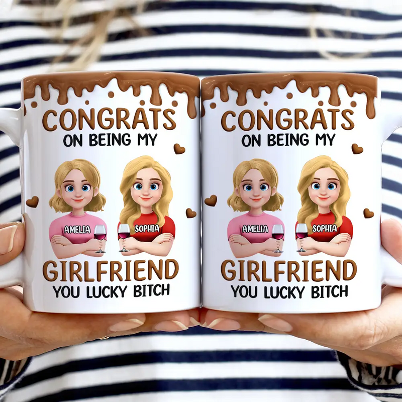 Gift For Couples, Old Couples, Gift For Husband, Gift For Wife, Gift For Boyfriend, Gift For Girlfriend, LGBT, Funny - Congrats On Being My Husband 3D Effect Couple - Personalized White Edge-to-Edge Mug