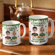 Gift For Couples, Old Couples, Gift For Husband, Gift For Wife, Gift For Boyfriend, Gift For Girlfriend, LGBT, Funny - Congrats On Being My Husband 3D Effect Couple - Personalized White Edge-to-Edge Mug