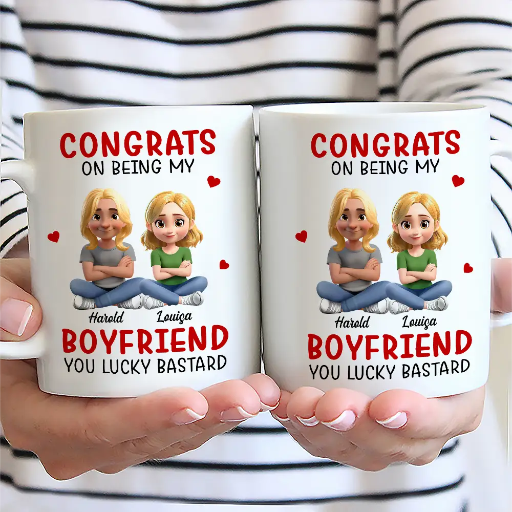 Gift For Couples,Old Couples,Gift For Women,Gift For Men,Gift For Husband,Happy,Top Market - Congrats On Being My Husband 3D Effect Couple Cross Arms - Personalized Mug