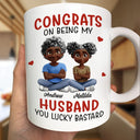Gift For Couples,Old Couples,Gift For Women,Gift For Men,Gift For Husband,Happy,Top Market - Congrats On Being My Husband 3D Effect Couple Cross Arms - Personalized Mug
