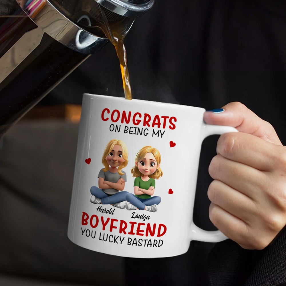Gift For Couples,Old Couples,Gift For Women,Gift For Men,Gift For Husband,Happy,Top Market - Congrats On Being My Husband 3D Effect Couple Cross Arms - Personalized Mug