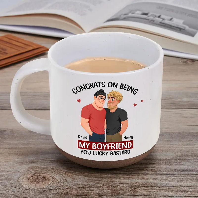 Gift For Couples,Gift For Wife,Gift For Girlfriend,Gift For Women,Funny,Old Couples,Gift For Boyfriend - Congrats On Being My Husband Animate Hugging Couple - Personalized Pottery Mug