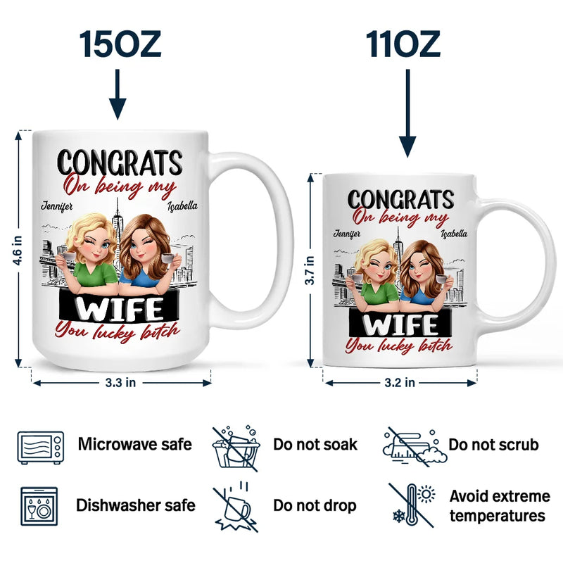 Gift For Couples,Funny - Congrats On Being My Husband Wife 3D Effect Couple - Personalized Mug
