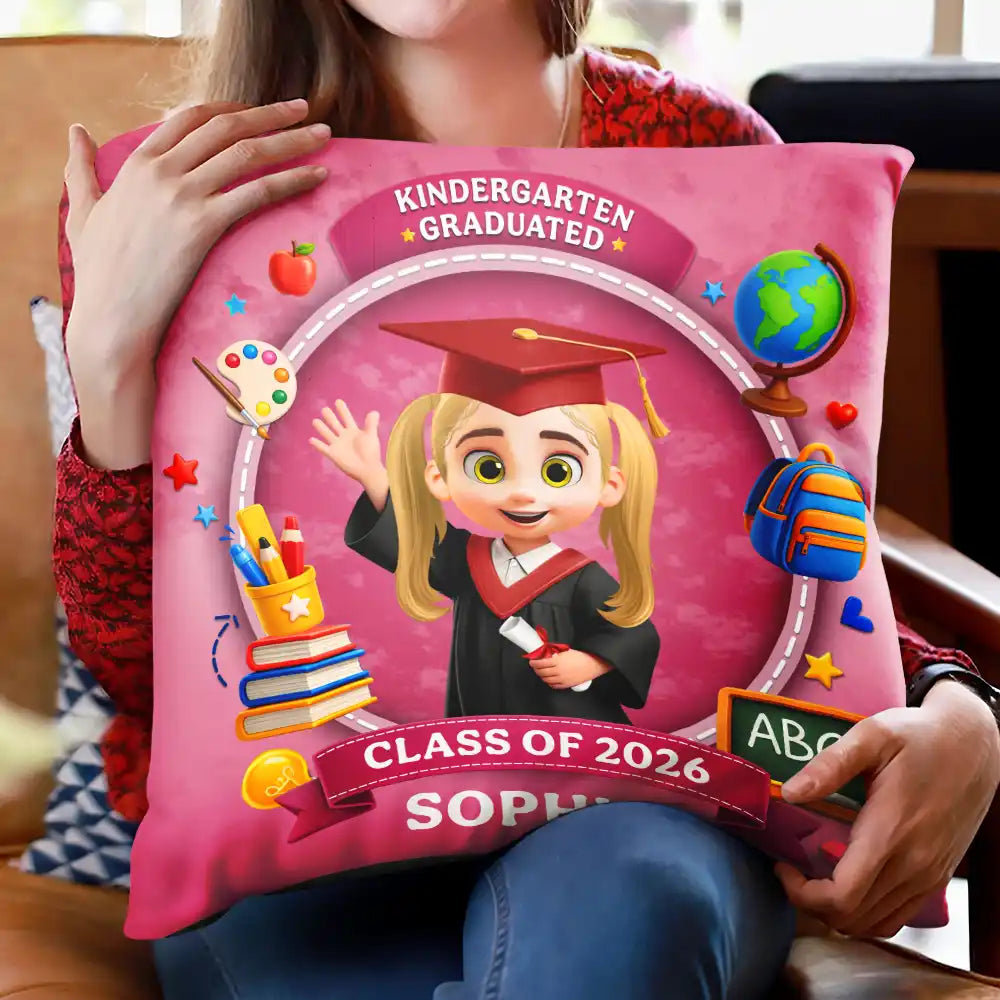 Graduation, Gift For Kids, Grandpa - Grandkids, Grandma - Grandkids, Gift For Grandkids, Dad - Children, Mom - Children - Congrats Pre-K Kindergarten Graduation - Personalized Pillow