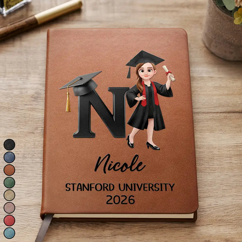 Gift For Boyfriend,Gift For Girlfriend,Gift For Yourself,Gift For Men,Gift For Women,Gift For Son,Gift For Sibling,Gift For Sisters,Gift For Brothers,Gift For Bestie,Graduation,Happy,Vector - Congrats Graduate With Alphabet - Personalized Leather Journal
