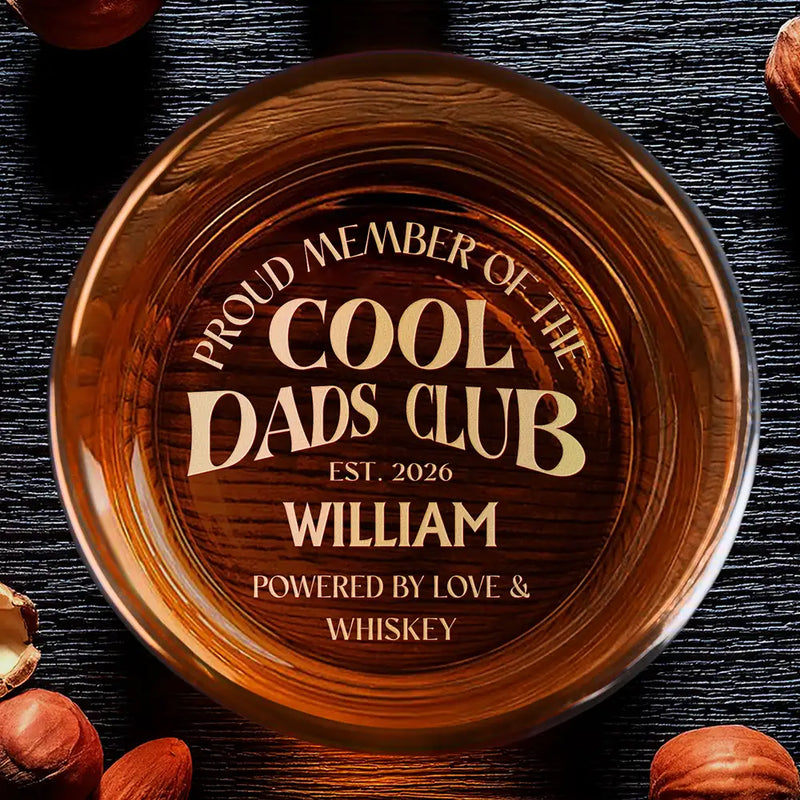 Gift For Father,Gift For Grandpa,Non-Eng,Custom Text,Humorous - Cool Dads Club Powered By Love - Personalized Engraved Whiskey Glass