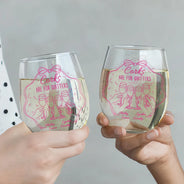 Gift For Bestie,Gift For Sisters,Gift For Women,Funny - Corks Are For Quitters Sister Bestie Line Art - Personalized Stemless Wine Glass