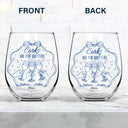 Gift For Bestie,Gift For Sisters,Gift For Women,Funny - Corks Are For Quitters Sister Bestie Line Art - Personalized Stemless Wine Glass