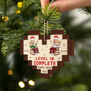 Gift For Couples,Gift For Husband,Gift For Wife,Gift For Boyfriend,Gift For Girlfriend,Love,Anniversary,Christmas - Couple Level Complete - Personalized 2-Layered Wooden Ornament