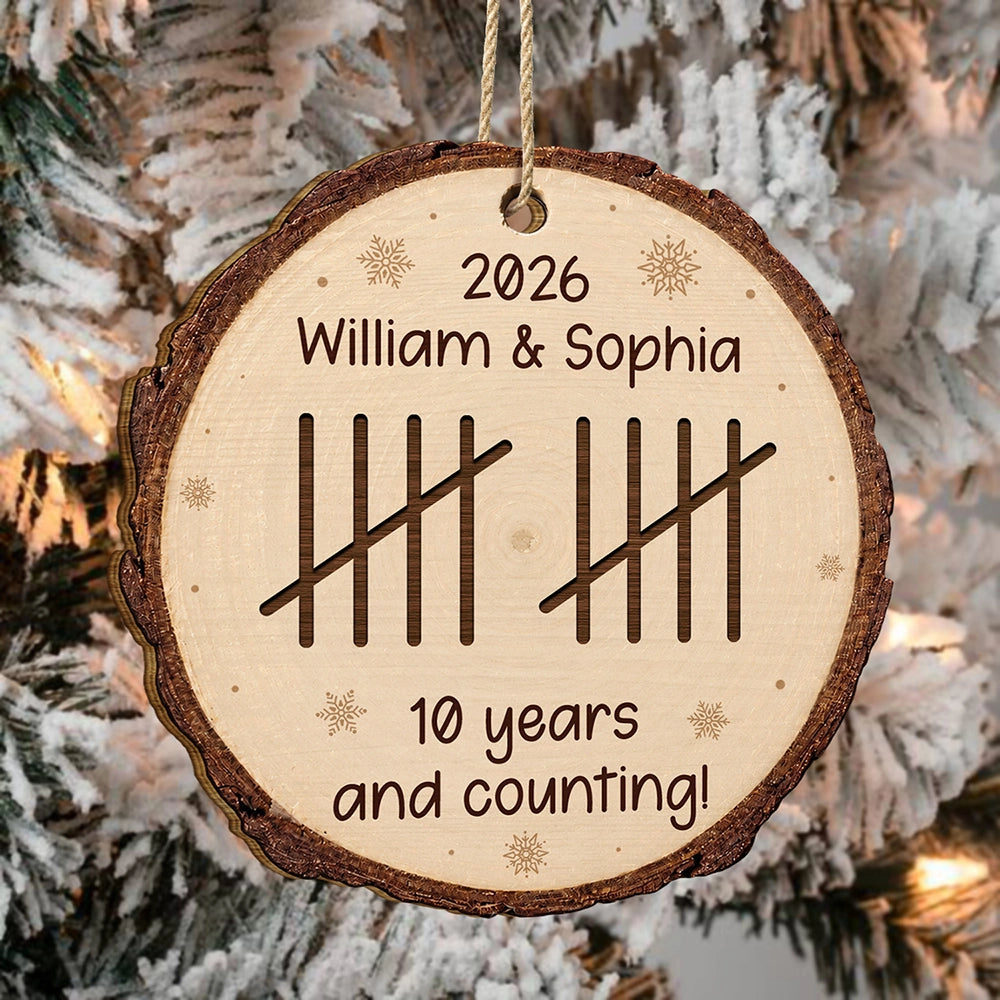 Couple Anniversary Gift Tally Mark - Personalized Custom Shaped Wooden Ornament