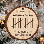 Anniversary,Christmas,Romantic,Gift For Couples,Icon - Couple Anniversary Gift Tally Mark - Personalized Custom Shaped Wooden Ornament