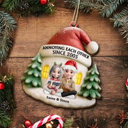 Christmas,Gift For Couples,Gift For Husband,Gift For Wife,Gift For Boyfriend,Gift For Girlfriend,Happy - Couple Annoying Each Other Since - Personalized Custom Shaped Wooden Ornament