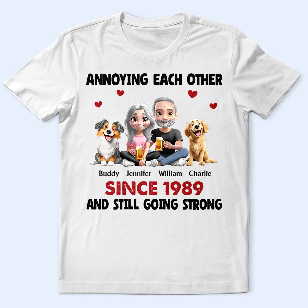 Couple Annoying Each Other With Dogs - Personalized T Shirt