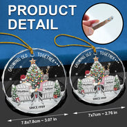 Christmas,Gift For Couples,Old Couples,Gift For Husband,Gift For Wife,Happy - Couple Growing Old Together Since - Personalized Circle Glass Ornament