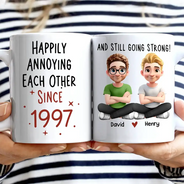 Gift For Couples,Gift For Wife,Gift For Husband,Gift For Boyfriend,Gift For Girlfriend,Funny,Old Couples - Couple Happily Annoying Each Other Since - Personalized Mug