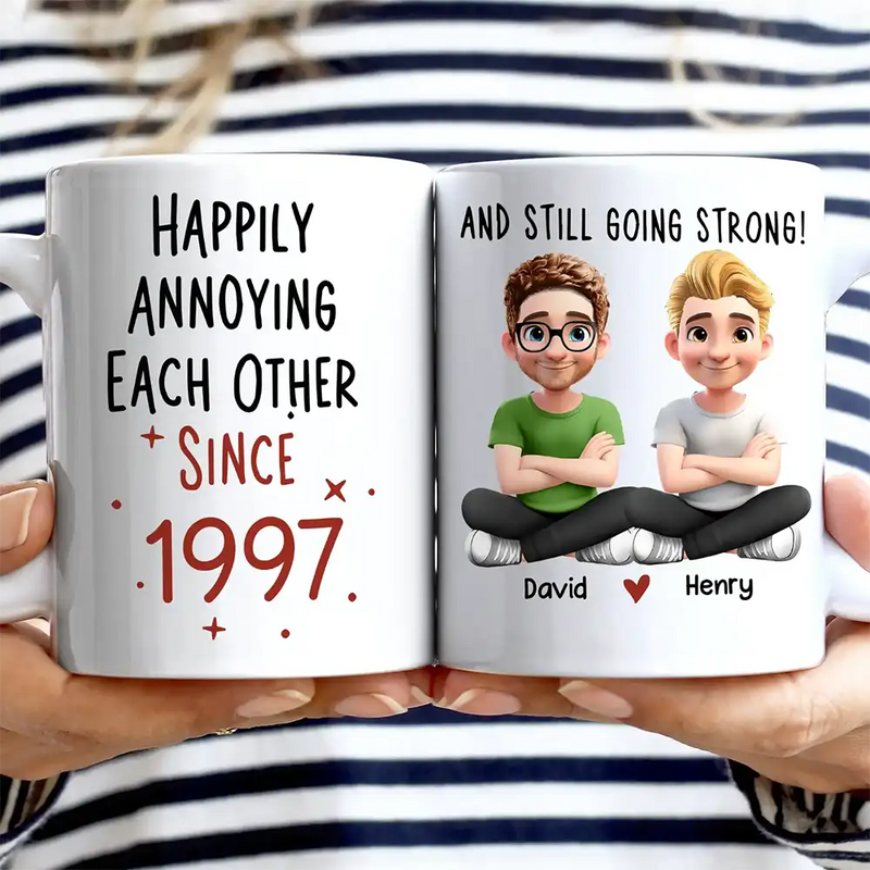 Gift For Couples,Gift For Wife,Gift For Husband,Gift For Boyfriend,Gift For Girlfriend,Funny,Old Couples - Couple Happily Annoying Each Other Since - Personalized Mug