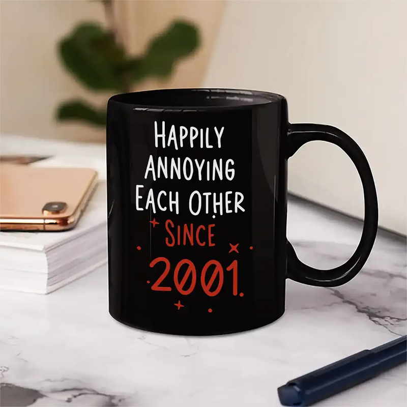 Gift For Couples,Gift For Wife,Gift For Husband,Gift For Boyfriend,Gift For Girlfriend,Funny,Old Couples - Couple Happily Annoying Each Other Since - Personalized Mug