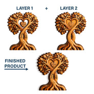 Anniversary, Gift For Couples, Romantic, Custom Text - Couple Heart Tree - Personalized Custom Shaped Wooden Plaque