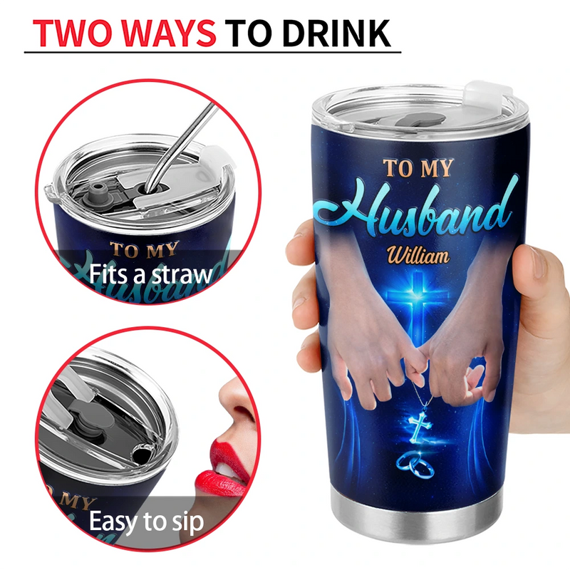 Gift For Couples,Gift For Women,Gift For Men,Gift For Wife,Gift For Husband,Gift For Boyfriend,Gift For Girlfriend,Love,Top Market - Couple Holding Hands God Blessed The Broken Road - Personalized Tumbler