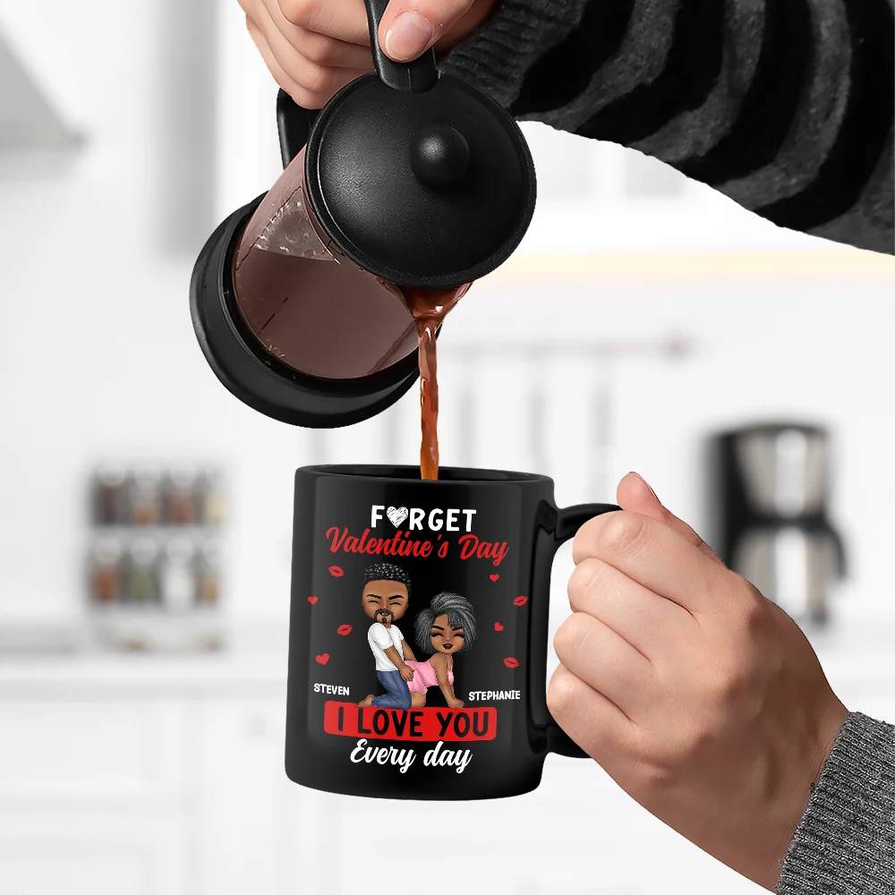 Gift For Couples,Old Couples,Gift For Husband,Gift For Wife,Gift For Boyfriend,Gift For Girlfriend,Love - Couple I Love You Every Day - Personalized Black Mug