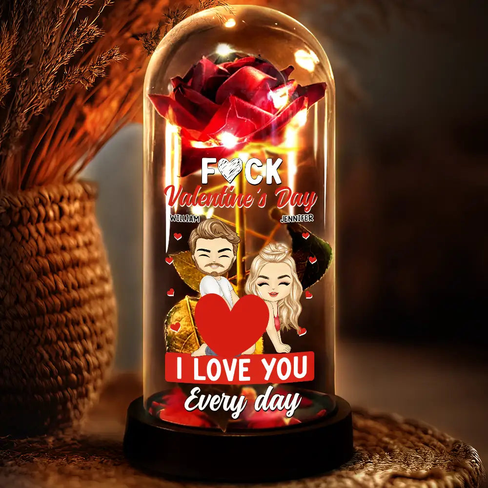 Couple I Love You Every Day - Personalized Everlasting Rose Dome Lamp
