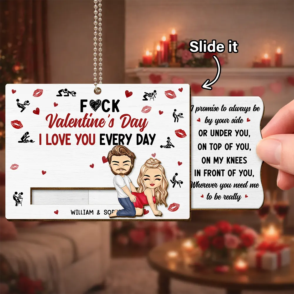 Gift For Couples,Old Couples,Gift For Husband,Gift For Wife,Gift For Boyfriend,Gift For Girlfriend,Love - Couple I Love You Every Day - Personalized Hanging Wooden Slide Card