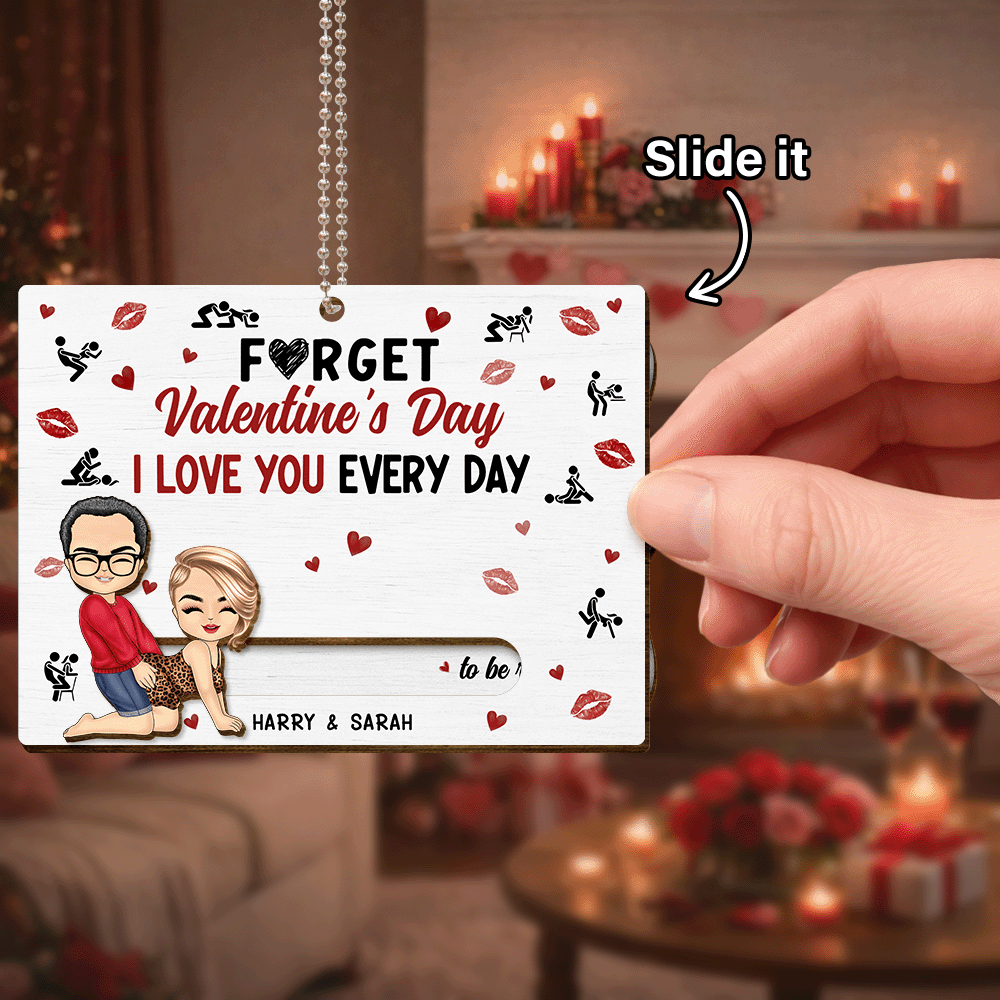 Gift For Couples,Old Couples,Gift For Husband,Gift For Wife,Gift For Boyfriend,Gift For Girlfriend,Love - Couple I Love You Every Day - Personalized Hanging Wooden Slide Card