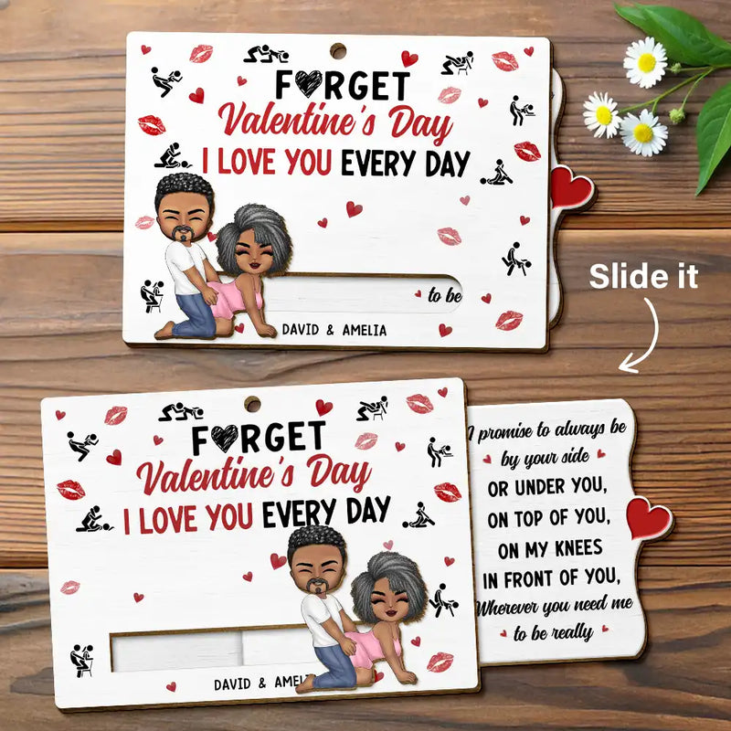 Gift For Couples,Old Couples,Gift For Husband,Gift For Wife,Gift For Boyfriend,Gift For Girlfriend,Love - Couple I Love You Every Day - Personalized Hanging Wooden Slide Card