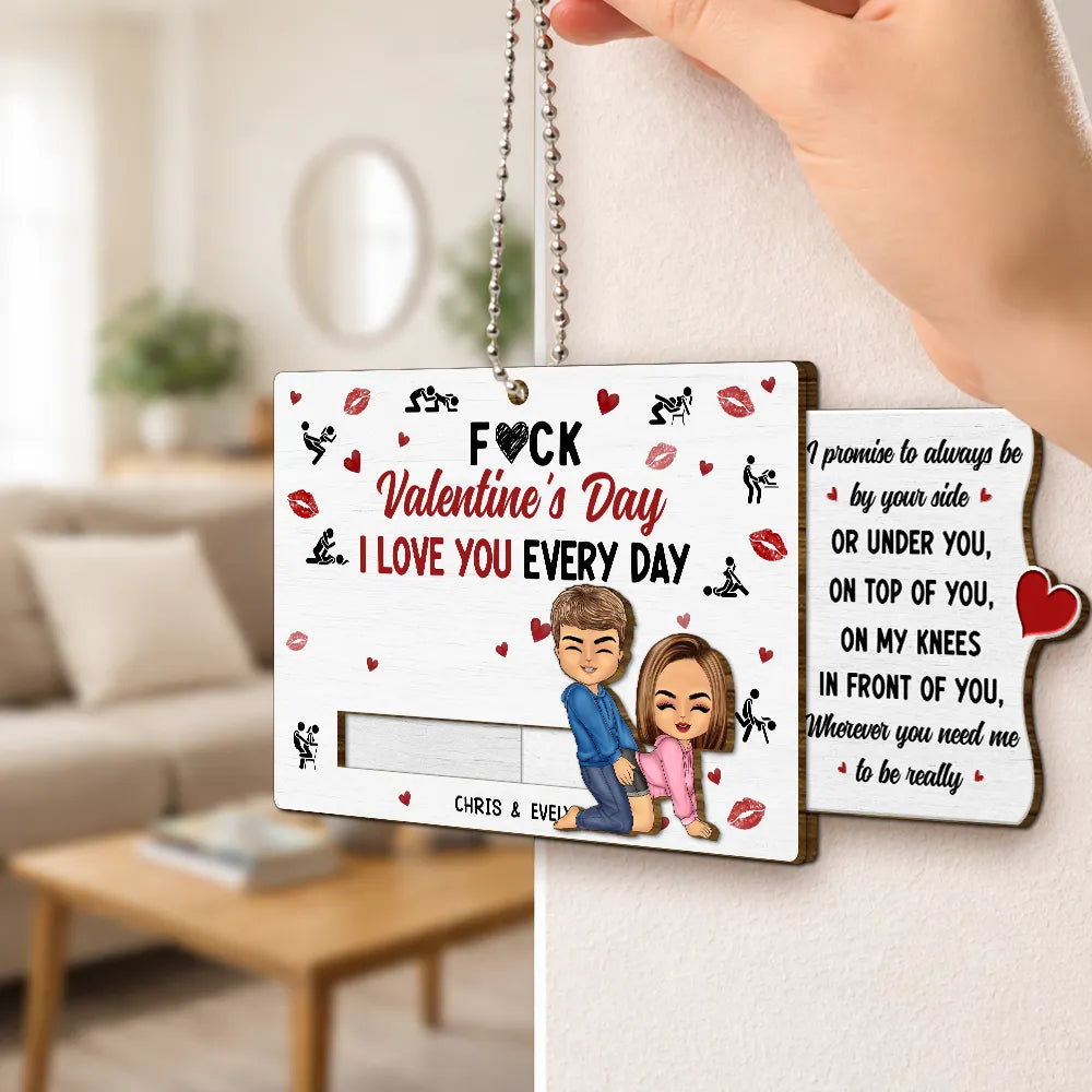 Gift For Couples,Old Couples,Gift For Husband,Gift For Wife,Gift For Boyfriend,Gift For Girlfriend,Love - Couple I Love You Every Day - Personalized Hanging Wooden Slide Card