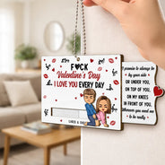 Gift For Couples,Old Couples,Gift For Husband,Gift For Wife,Gift For Boyfriend,Gift For Girlfriend,Love - Couple I Love You Every Day - Personalized Hanging Wooden Slide Card