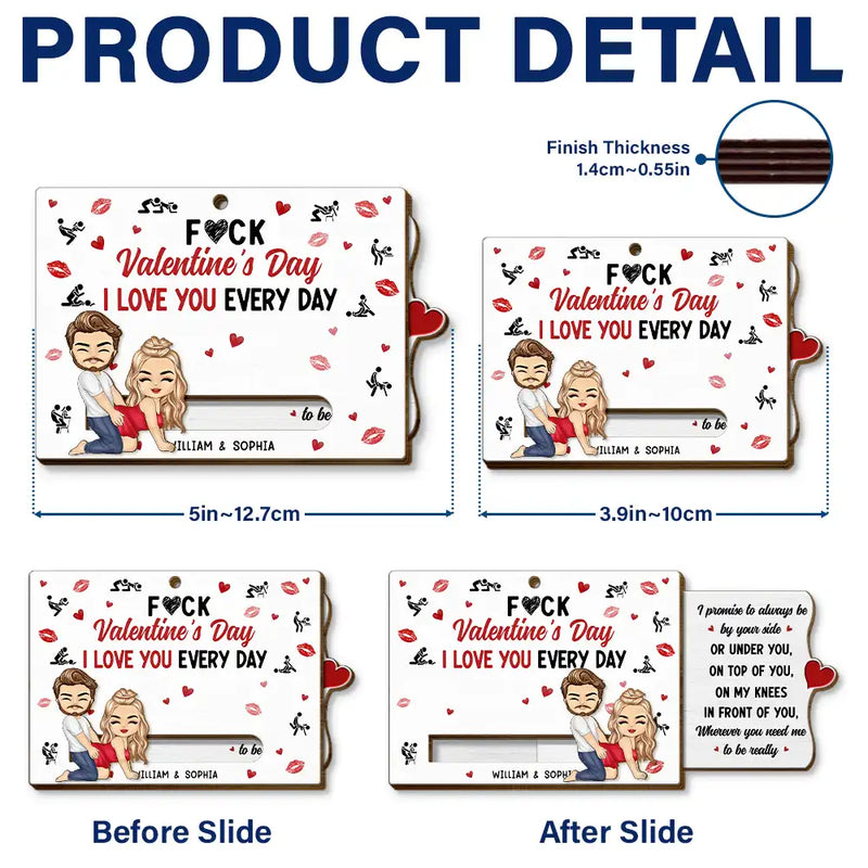 Gift For Couples,Old Couples,Gift For Husband,Gift For Wife,Gift For Boyfriend,Gift For Girlfriend,Love - Couple I Love You Every Day - Personalized Hanging Wooden Slide Card