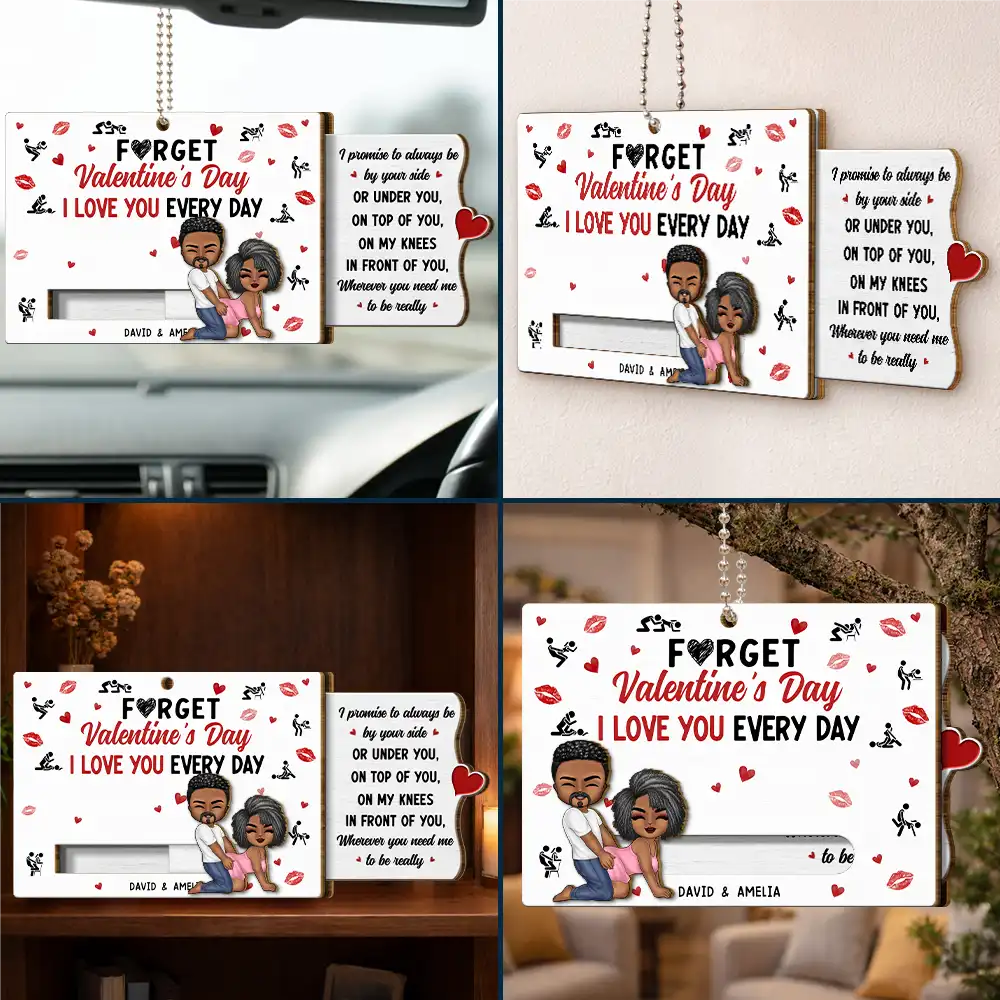 Gift For Couples,Old Couples,Gift For Husband,Gift For Wife,Gift For Boyfriend,Gift For Girlfriend,Love - Couple I Love You Every Day - Personalized Hanging Wooden Slide Card