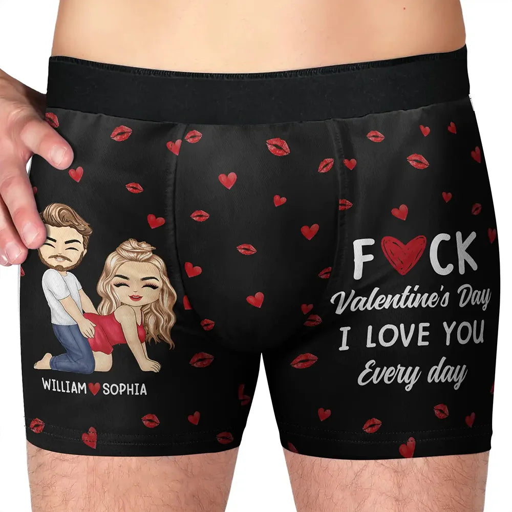 Custom Photo Couple I Love You Every Day - Personalized Men's Boxer Briefs