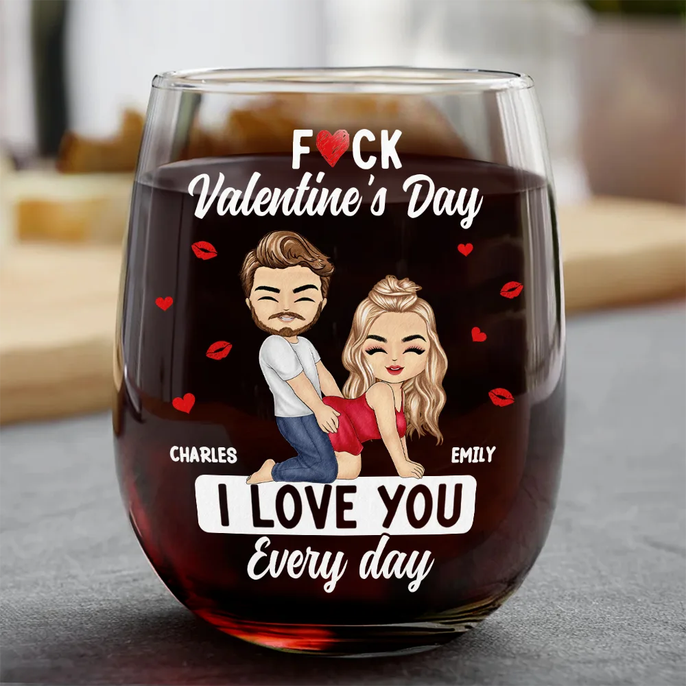 Couple I Love You Every Day - Personalized Stemless Wine Glass