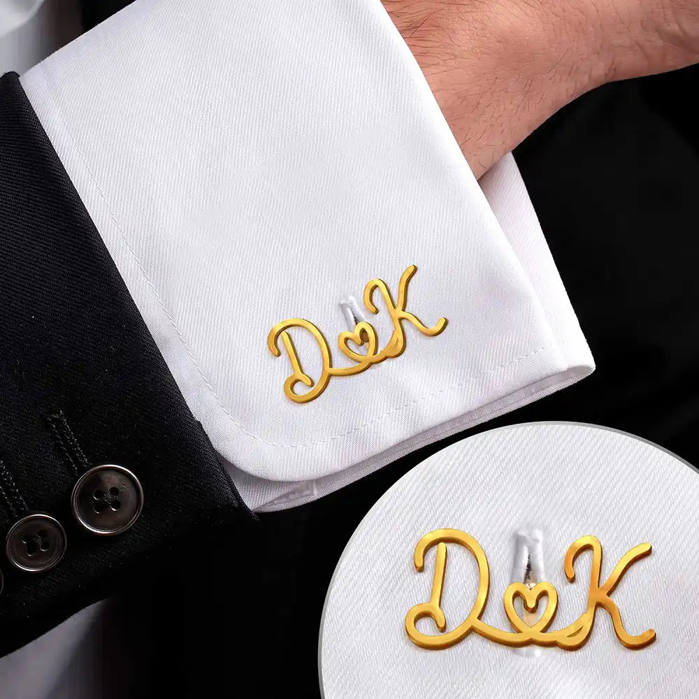 Couple Initials Sign Name - Personalized Cufflinks