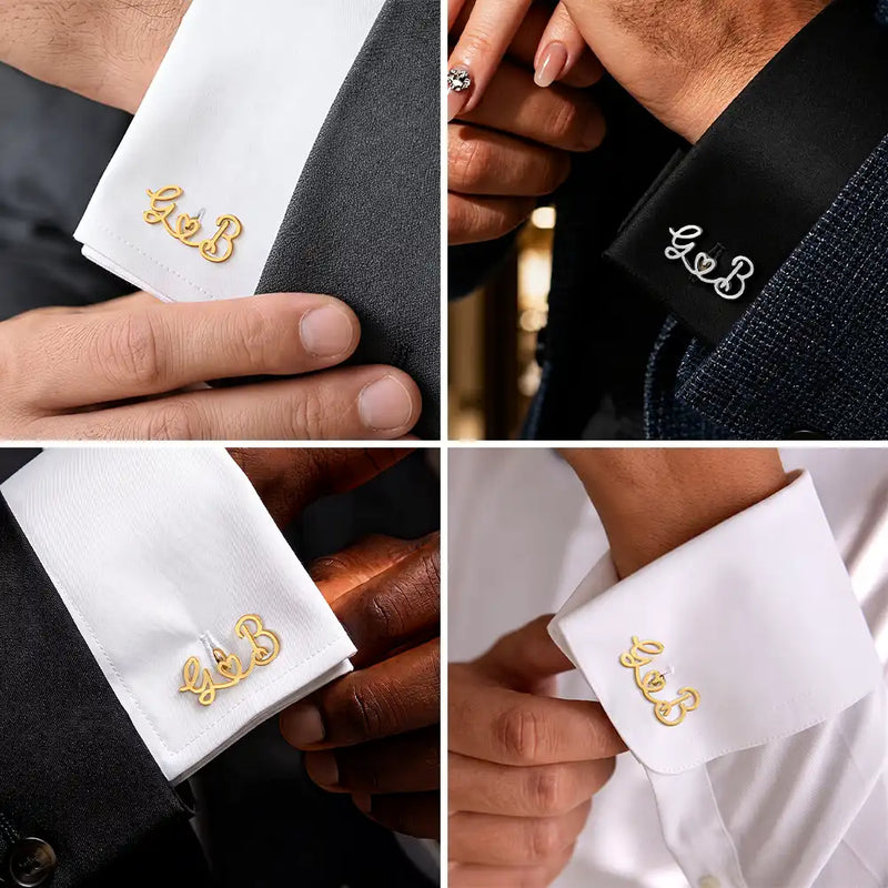 Couple Initials Sign Name - Personalized Cufflinks