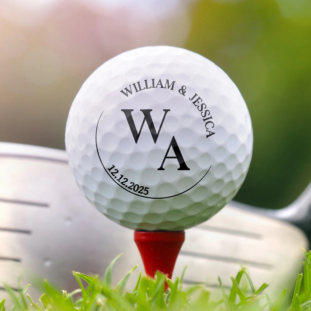 Golf, Gift For Couples, Gift For Husband, Gift For Boyfriend, LGBT, Non-Eng - Couple Monogram With Names - Personalized Golf Ball