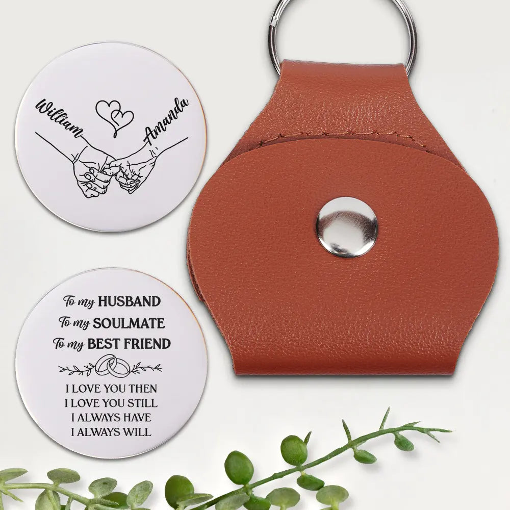 Couple My Husband Soulmate Best Friend - Personalized Leather Pocket Hug