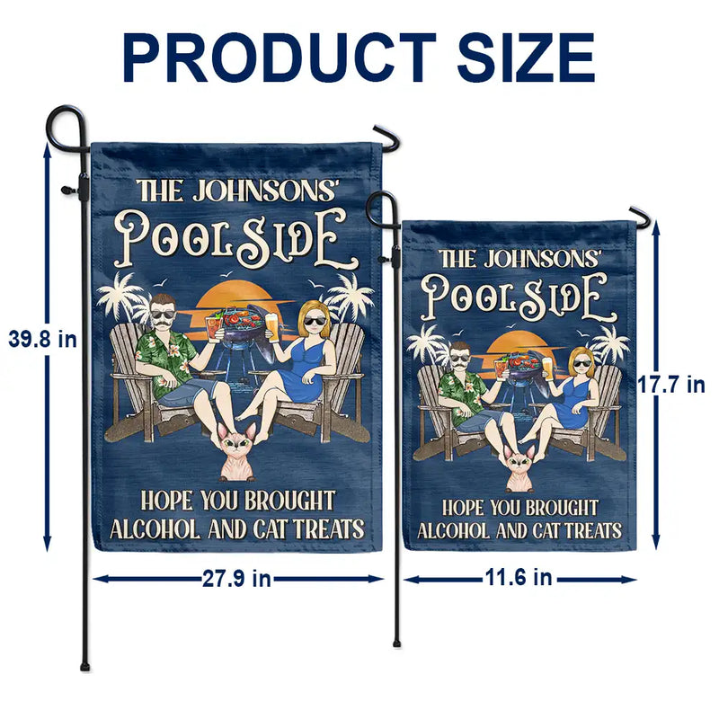 Gift For Couples,Gift For Husband,Gift For Boyfriend,Gift For Wife,Gift For Girlfriend,Pet Couple,Poolside,Happy - Couple Pool & Patio Bar Hope You Brought Alcohol & Dog Treats - Personalized Flag