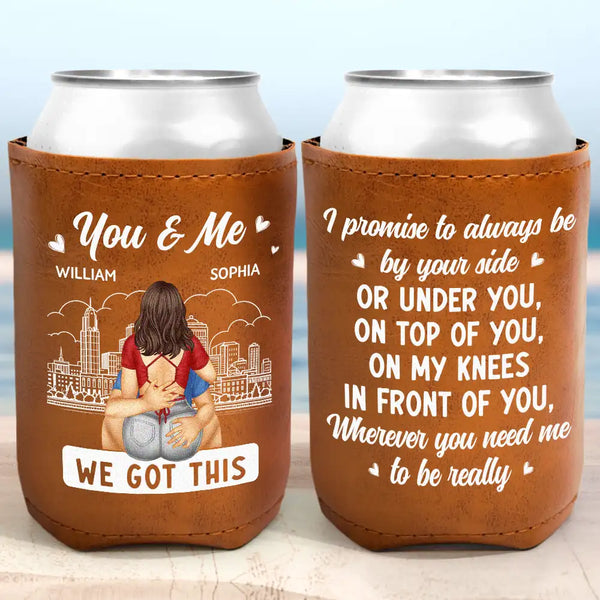 Gift For Couples,Gift For Husband,Gift For Wife,Gift For Boyfriend,Gift For Girlfriend - Couple Promise Always By Your Side - Personalized Leather Can Cooler